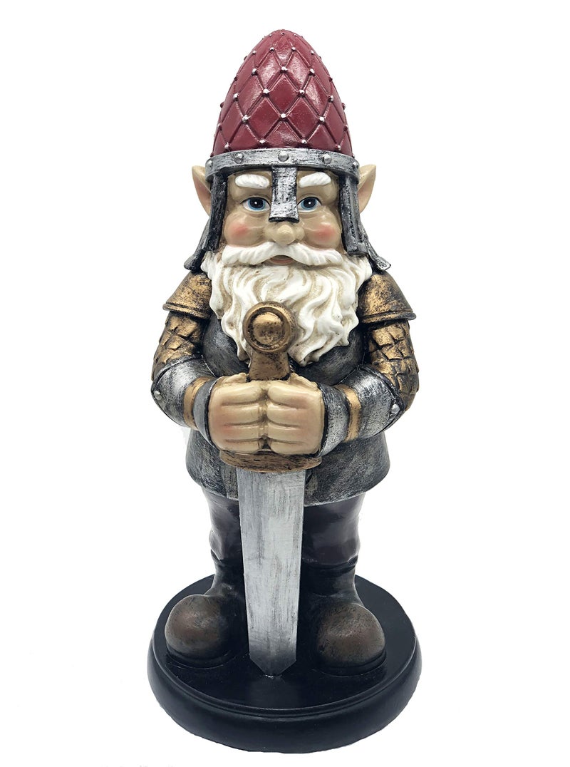 FICITI Gnome Knight Holding sword - armored, 9 inches: Warrior statue for Garden - Image 1